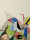 o.T. (geometrische Konstruktion mit Vögeln)